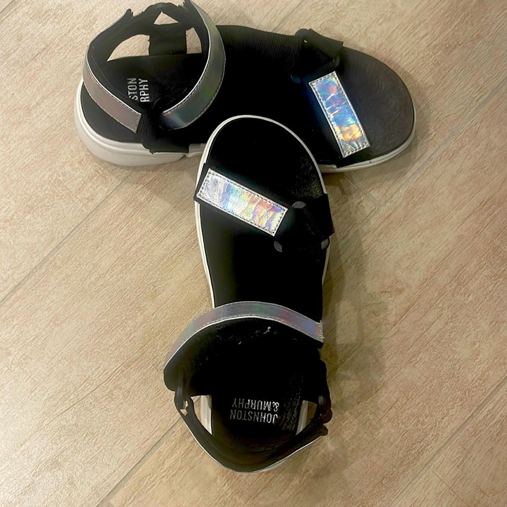 Size 6 1/2 sandals, black and silver